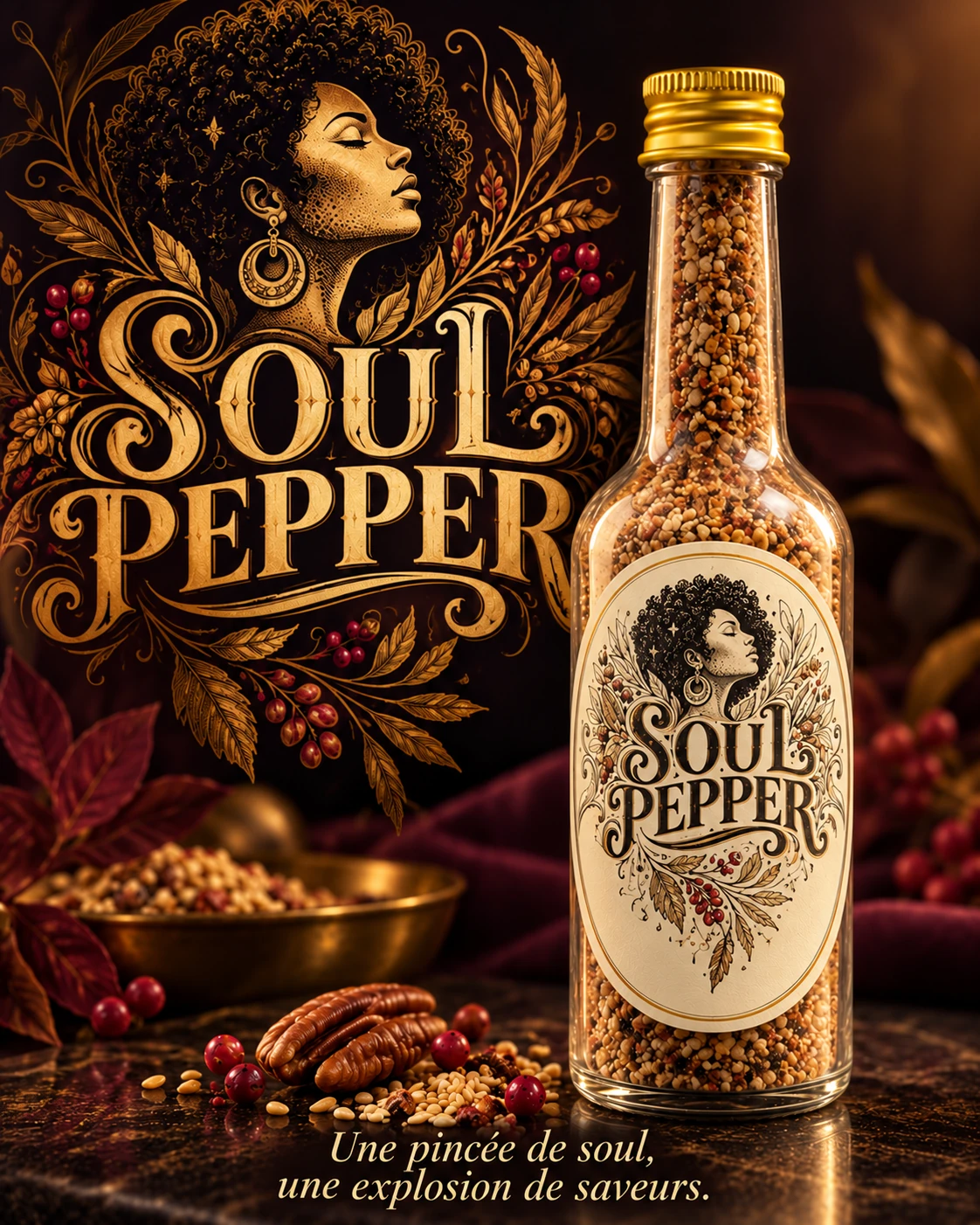 Les fioles de Soul Pepper et les noix de pécan
